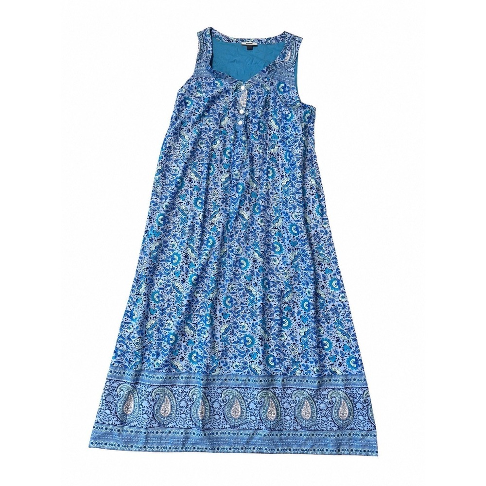 Pure Jill Blue Floral Paisley Sleeveless Dress Women's Small Petite Coastal